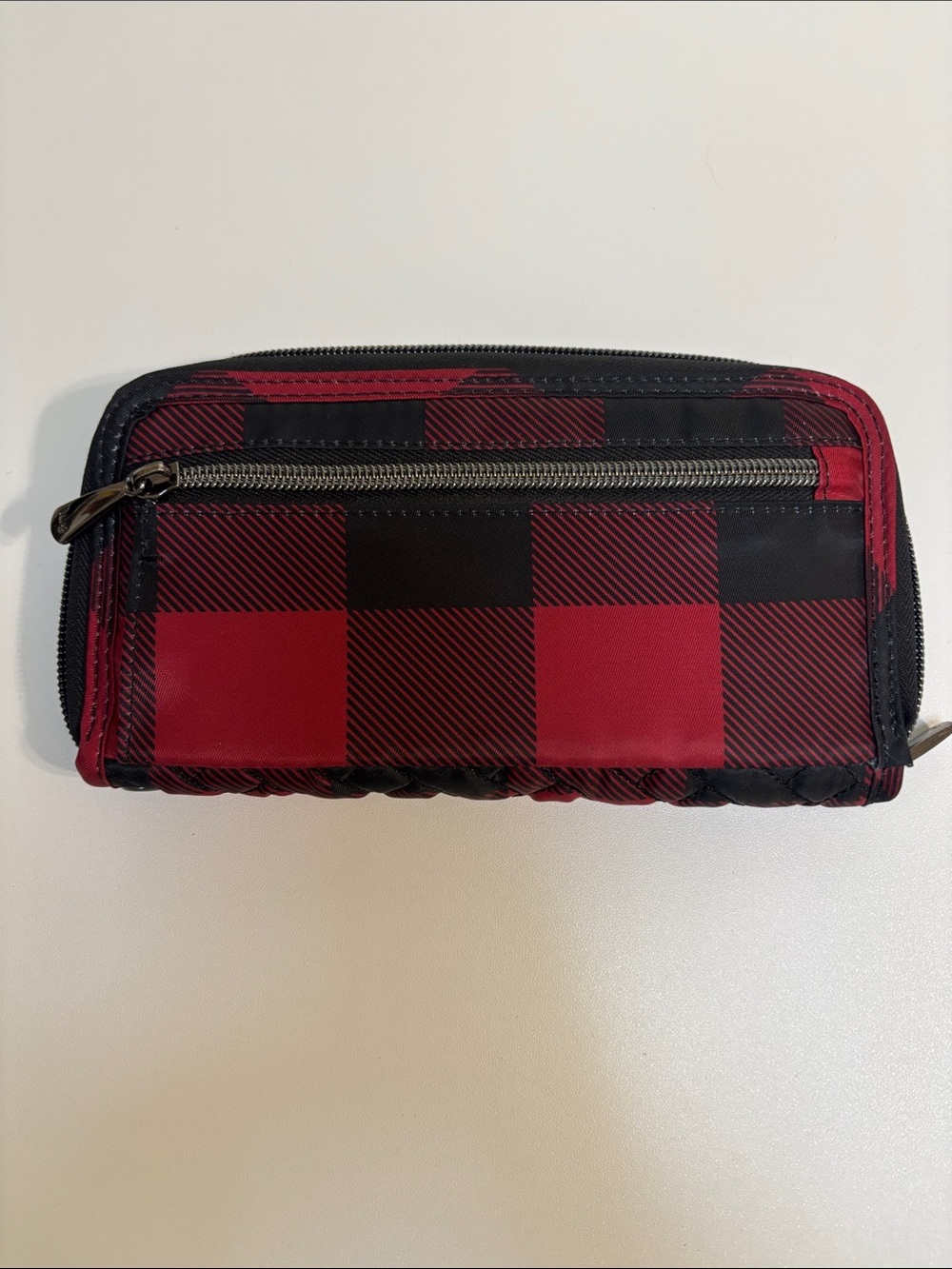 lug Handspring Red and Black Quilted Checkered Zip Wallet - Picture 2 of 8